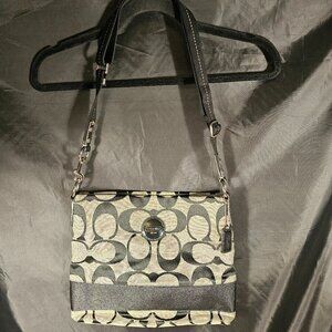 Coach fabric bag with leather and silver accents